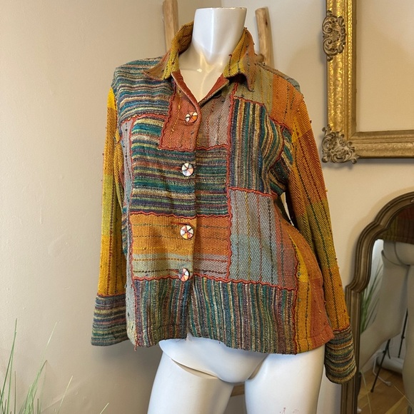 Travelsmith Womens Funky Jacket Petite M Carpet Tapestry Bright Colors - Picture 1 of 10